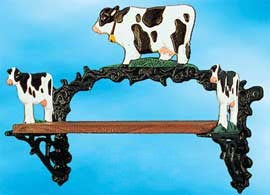 Rustic Cast Iron Bull Motif Small Shelf