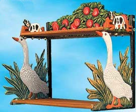 Country Decor Cast Iron Goose Double Shelf