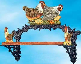 Cast Iron Country Chickens Small Shelf