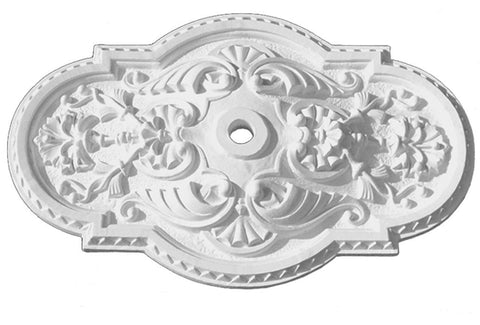 Authentic Plaster Ceiling Medallion Recreated Shell Or Scallop Rectangle 18 X 29" Diameter