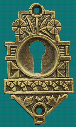Antique Recreated Aesthetic Movement Lost Wax Cast Keyhole Escutcheon