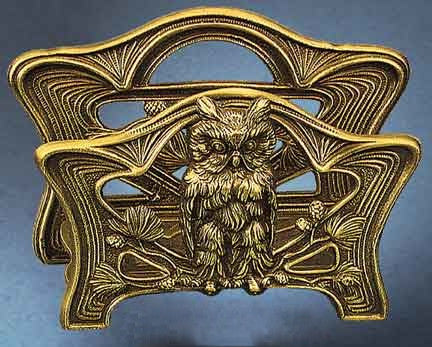 Letter or Napkin Holder Victorian Owl Motif