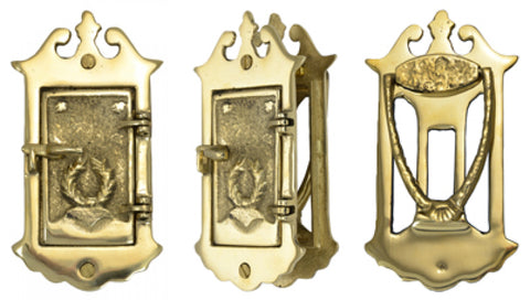 Small Provincial-Style Door Viewer or Speakeasy with Door Knocker (ZLW-336)