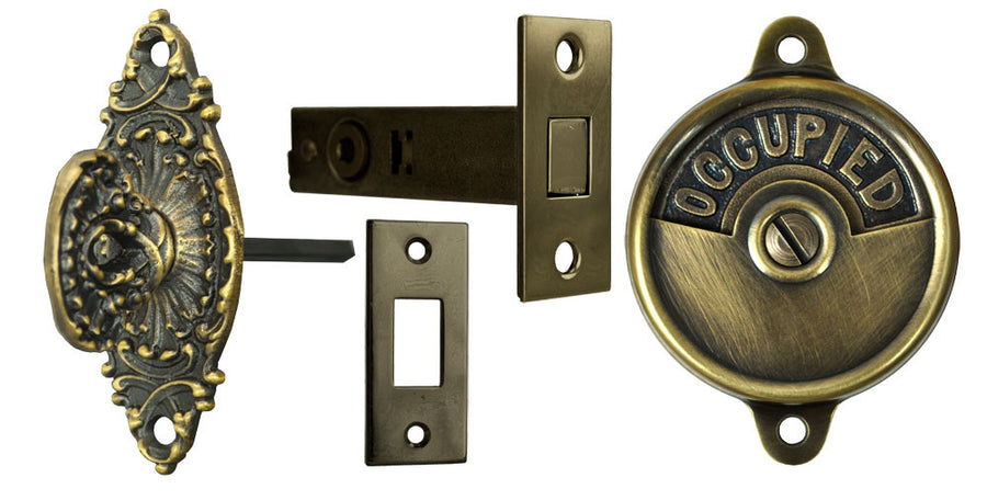 Occupied/Open Bathroom Privacy Latch with Fancy Marquise Shape Turnlatch