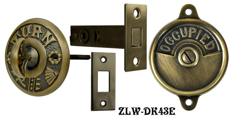 Occupied/Open Bathroom Privacy Latch with "Turn" Turnlatch