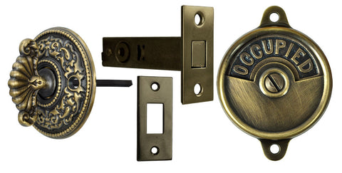 Occupied/Open Bathroom Privacy Latch with Round Rococo Turnlatch
