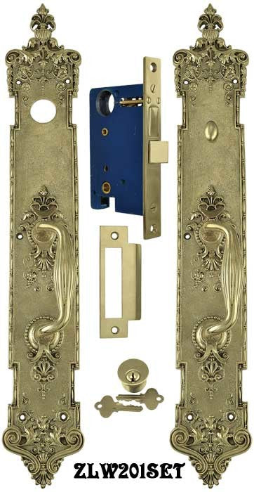 Victorian P&F Corbin Toulon Door Plate Entry Set 22 1/4" Tall