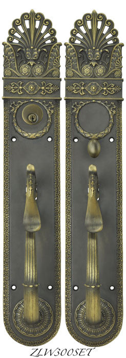 Art Nouveau Pierced Yale Entry Exterior Door Set Locking Mortise