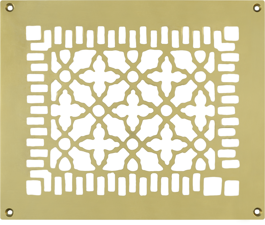 Brass Grille Vent Register for Floor Wall or Ceiling: IS 8" X 10"; Oa 10" X 12"