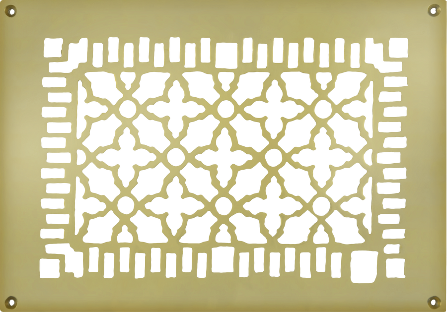Brass Grille Vent Register for Floor Wall or Ceiling: IS 8" X 12"; Oa 10" X 14"