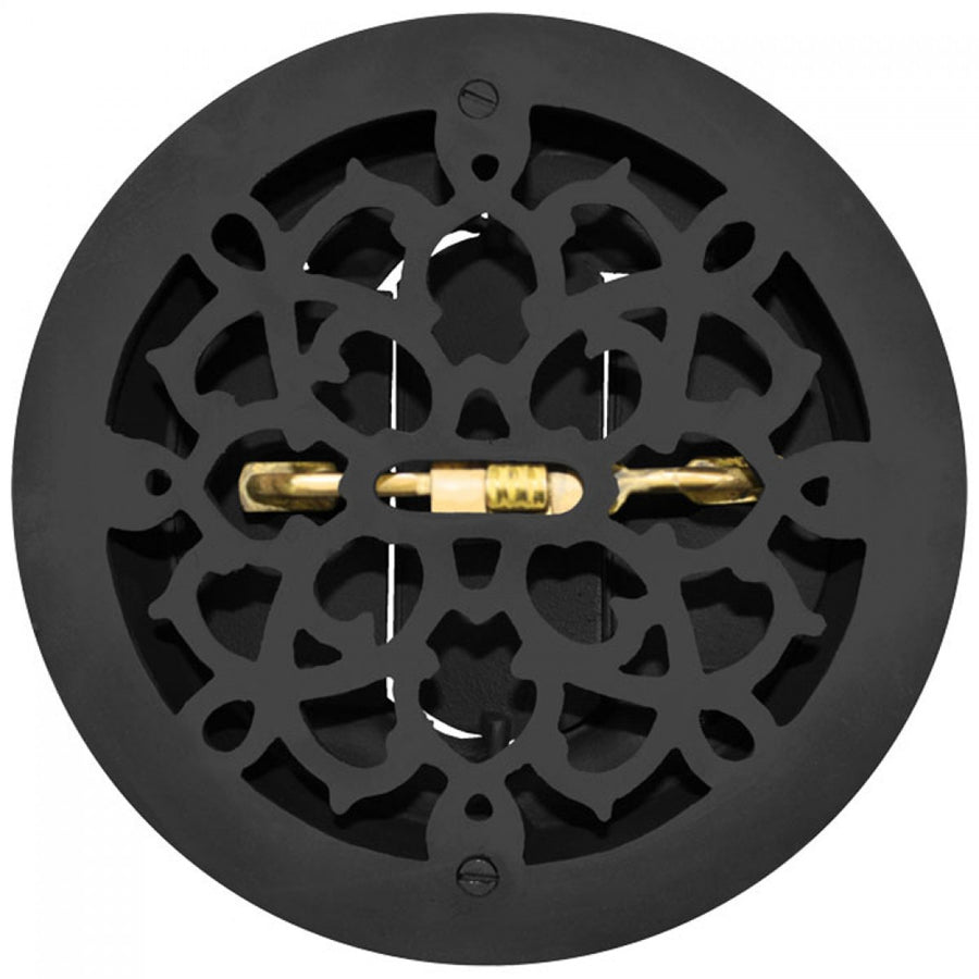 Cast Iron Round Floor, Ceiling, or Wall Grates for Air or Heat Vent. Register Cover With Damper, 11" Hole Size, 13" Overall Diameter