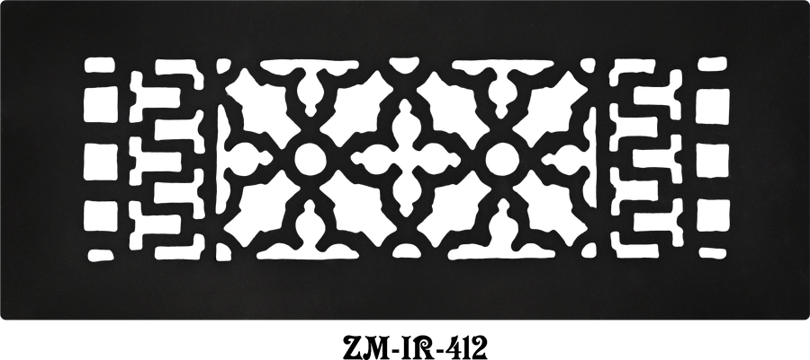 Cast Iron Floor Ceiling Or Wall Grille Registers Without Dampers Hole Size: 4" X 12"; Oa 5.5" X 14"