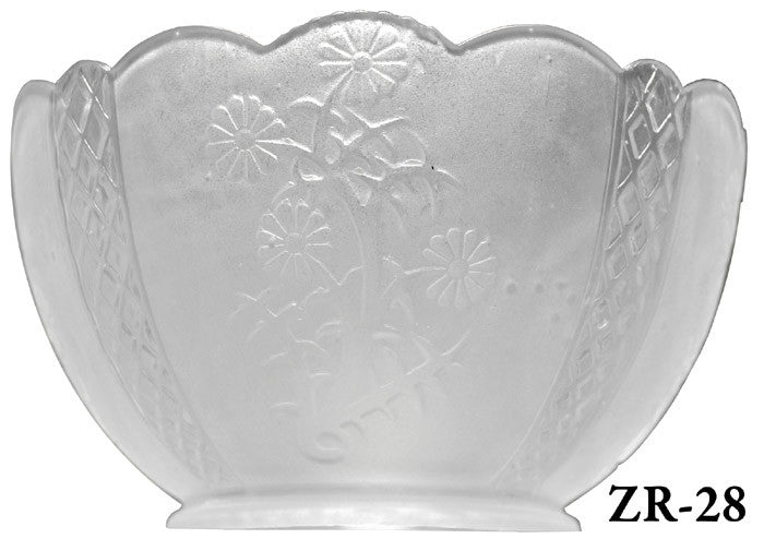 Frosted Etched Glass Gas Shade 4" Fitter