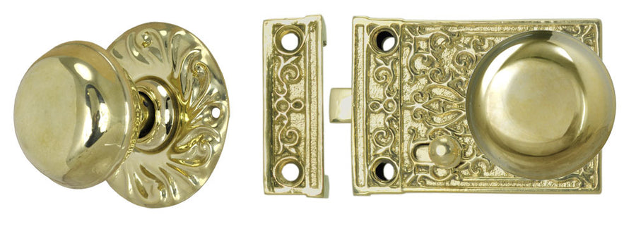 Solid Brass Victorian Surface Lock Passage Door Set