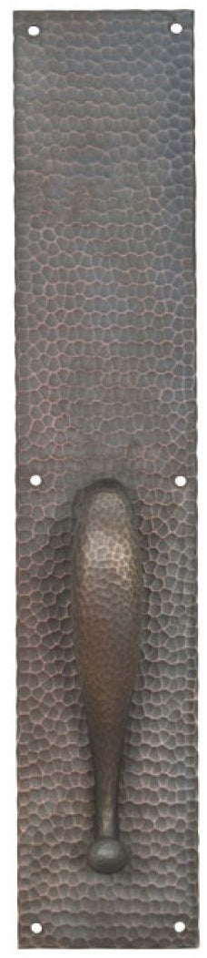 Arts & Crafts Hammered Copper Handle Door Plate Field Pattern 19" Tall