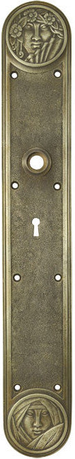 R&E Recreated Art Nouveau Lady Face Door Plate With Keyhole