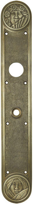 R&E Recreated Art Nouveau Lady Face Entry Door Plate 17 3/8" Tall