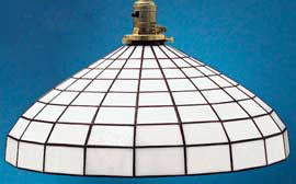 Glass Shade Recreated 16" Diameter White Leaded Glass Shade 2 1/4" Fitter