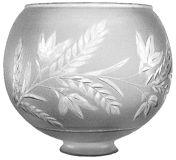 Glass Shade Recreated 7" Diameter Fern Design Ball Gas Shade 2 5/8" Fitter