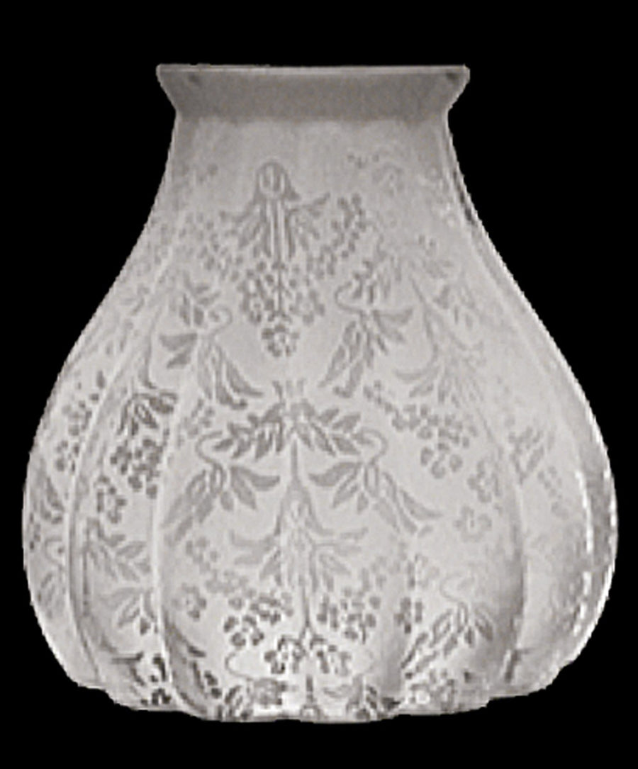 Glass Shade Recreated Victorian Blown Glass Etched Shade 2 1/4" Fitter