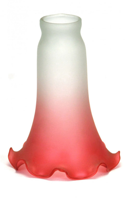Tiffany-Style Frosted Ruby Tipped Lily Glass Lamp Shade