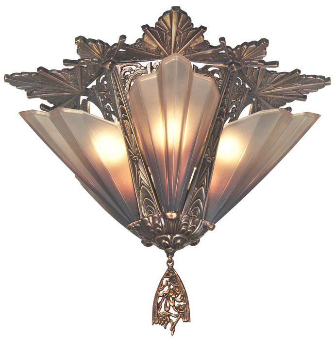 Art Deco Close Ceiling Flush Mount Chandeliers 5 Light Soleure Series by Mid West