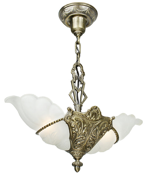 Art Deco Lighting Fixtures Pendant 2 Light Devon Series Slip Shade Style (126-DEA-DK)