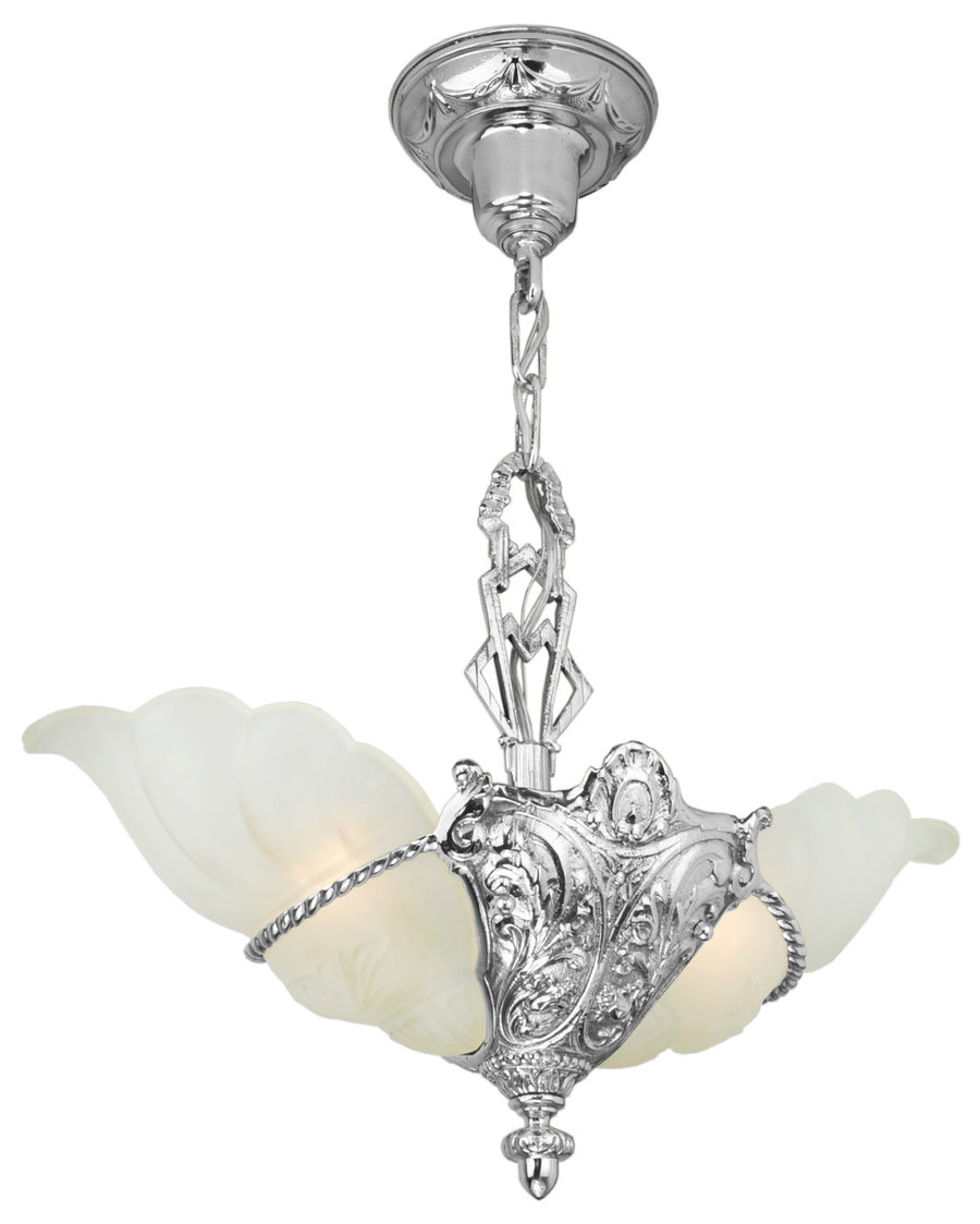 Art Deco Lighting Fixtures Pendant 2 Light Devon Series Slip Shade Style (126-DEA-NP)