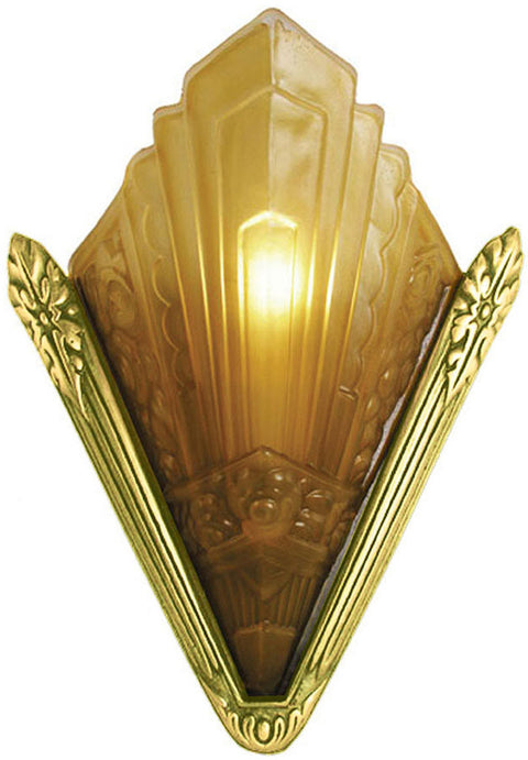 French Marseilles Art Deco Slip Shade Sconce Polished Brass (166-ES2-PB)