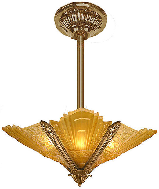 Art Deco Hanging Chandeliers Lighting Recreated Marseilles Series Tall French Slip Shade with Stem