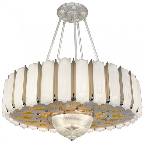 Inspired 1933 Streamline Deco Large Single-Tier Chandelier
