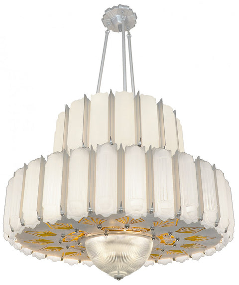 Streamline Art Deco Large DOUBLE-TIER Chandelier