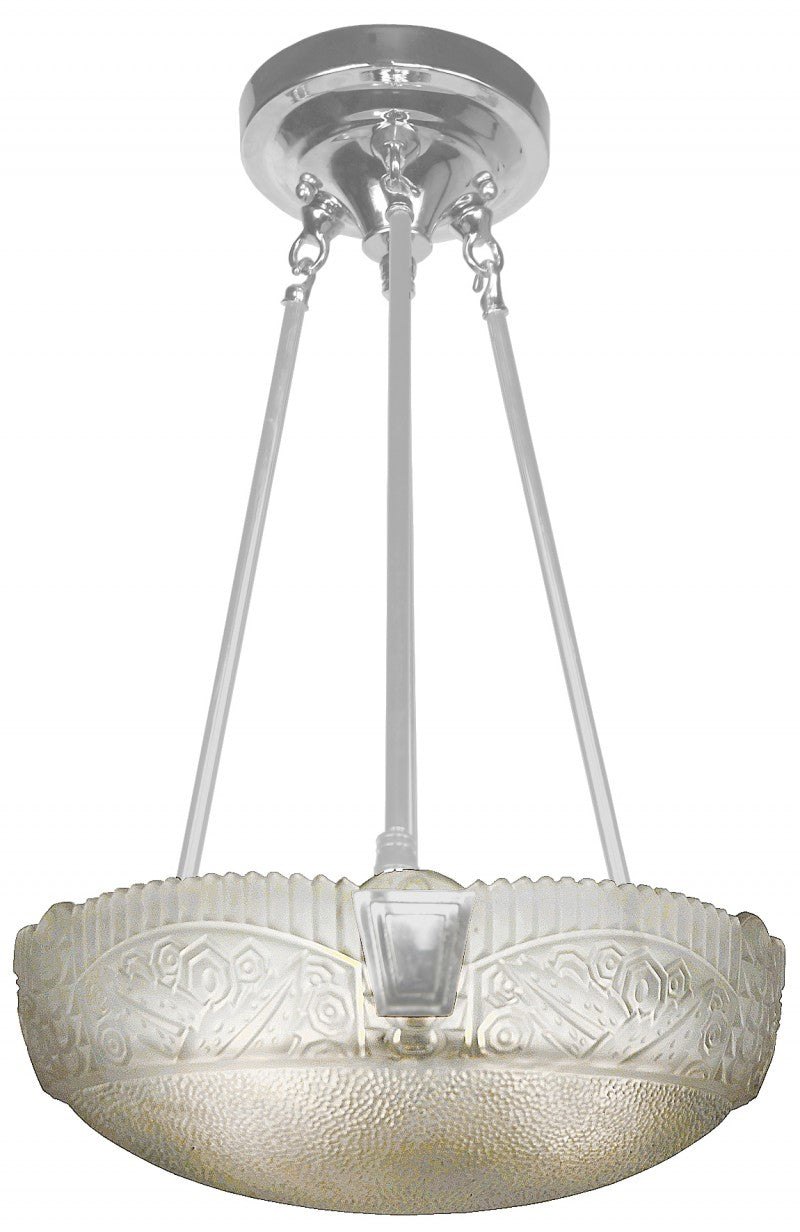 Art Deco Rodded Bowl Fixture & Shade (258-RHB)