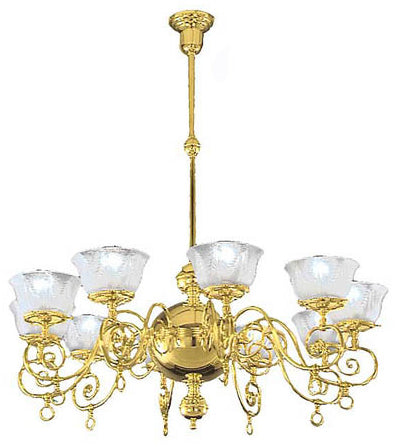 10 Arm Oxley Giddings Recreated Gas Chandelier
