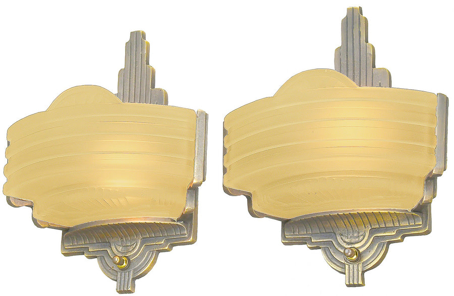 Very Collectable, Art Deco Pair of Newly Re-Made Sconces Originally by Globe (381-ES)