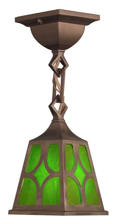 Mission Close Ceiling Light, Semi-Flush Pendant with Diamond Pattern Shade