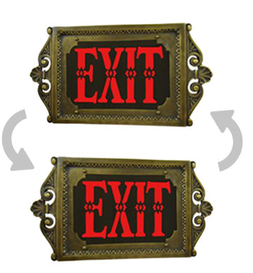Fancy 1920s Style Cast BRASS Exit Sign – Double Sided (420x-SBSM-XN1NN-DS)