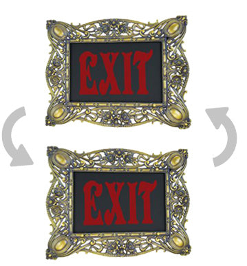 Fancy Victorian Cast BRASS Exit Sign – Double Sided (424x-SBSM-XN5NN-DS)