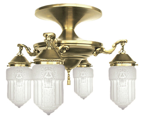 Roosevelt 4 Lamp Semi Flush Mount Close Ceiling Chandelier