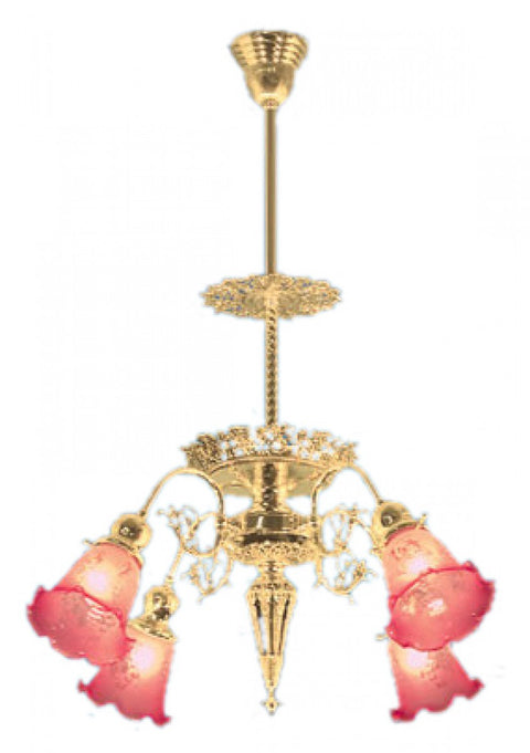 4 Light Pierced Brass Chandelier