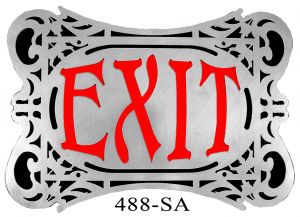 Fancy 1920's-Style Oval Aluminum Face Exit Sign (488x-SA)