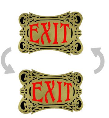 Fancy 1920's-Style Oval Brass Face Exit Sign – Double Sided (488x-SB-DS)