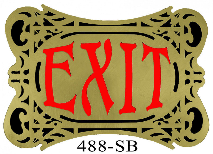 Fancy 1920’s-Style Oval Brass Face Exit Sign (488x-SB)