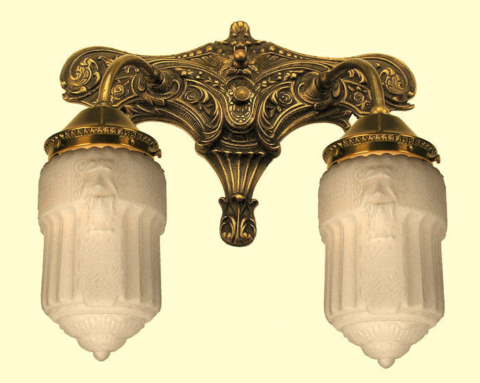 Victorian Sconce - Edwardian Or Art Nouveau Double Sconce (504-BATHD)