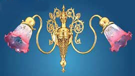 Victorian Sconce - Pierced Brass Double Electric Sconce Circa 1905