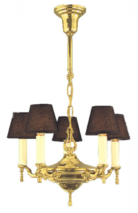 Candle Chandelier 5 Light With Cloth Shades