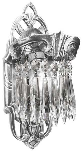Art Deco Wall Fixtures Sconces Crystal Prism Lincoln Utopia Series in Nickel Plated