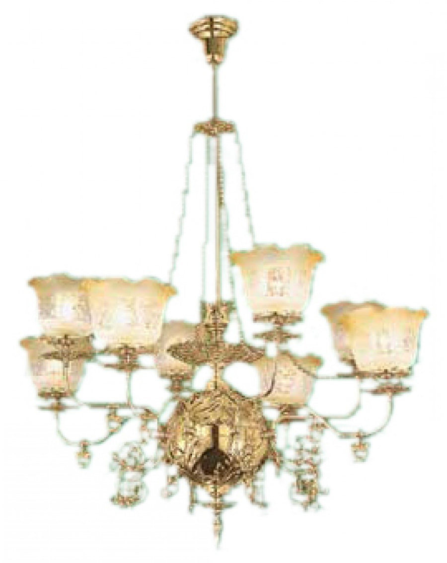 Victorian 8 Arm Recreated Gas Chandelier Circa 1890