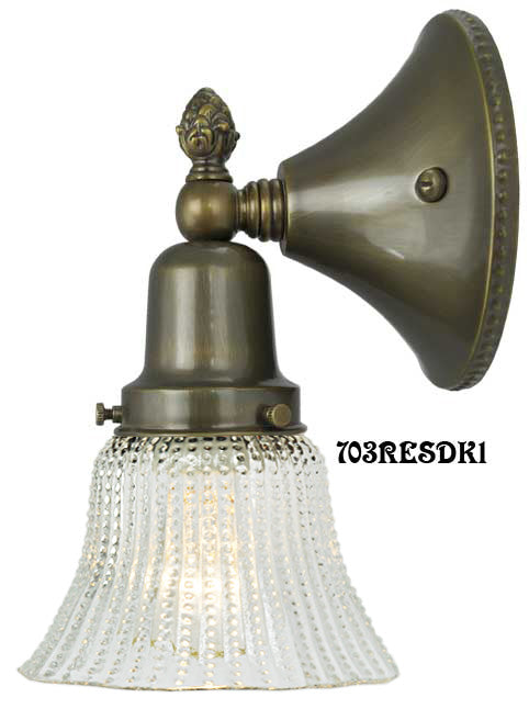 Victorian Style Close-To-The-Wall Single Sconce with Beaded Ribbed Shade