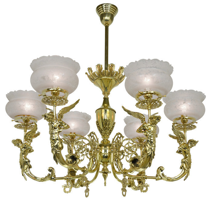Zeus Figural 6 Arm Chandelier Circa 1890